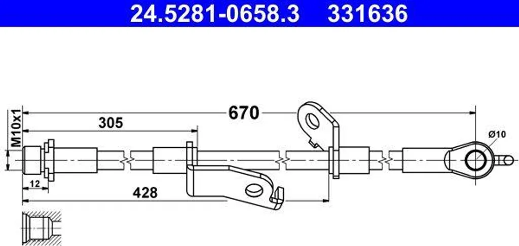 Flexible de frein hydraulique haute pression pour Auris et Verso ATE