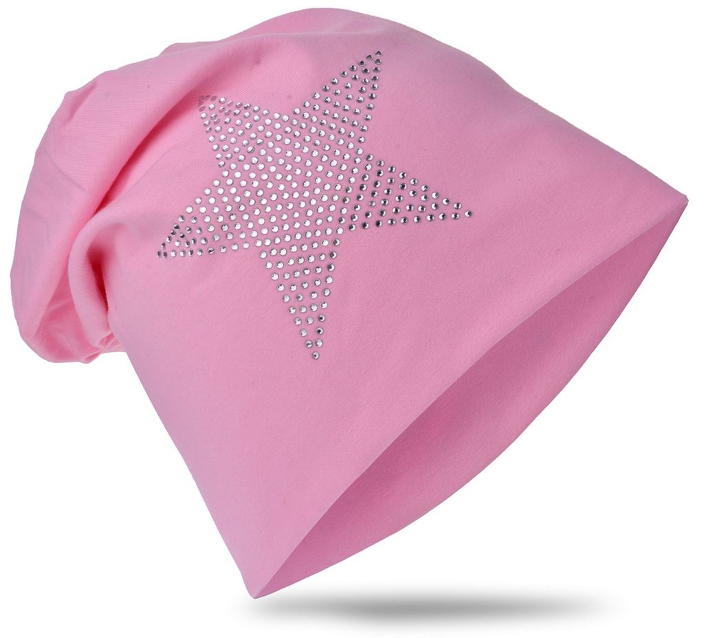 Kinder Beanie StrassStern Rosa M