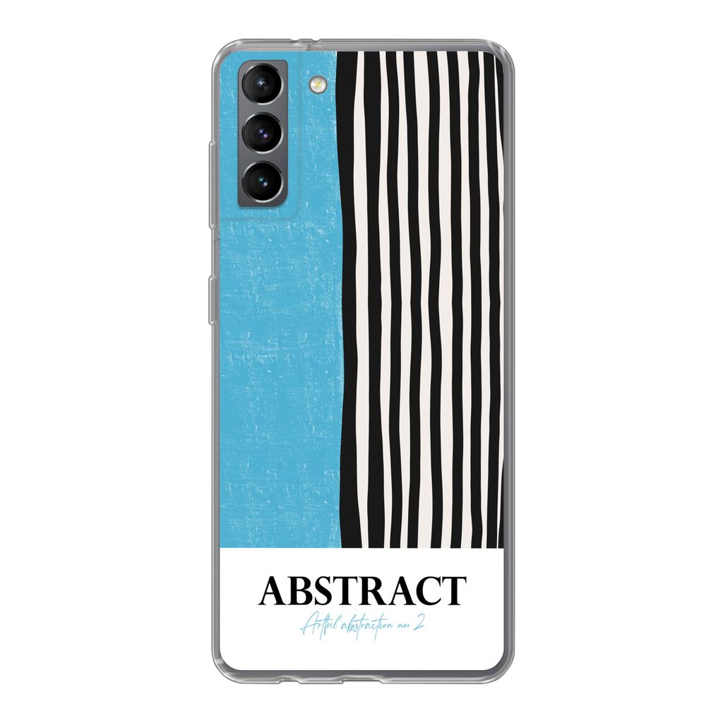 MuchoWow Handyhülle Schutzhülle Hülle für Samsung Galaxy S21 Plus Design - Blau - Schwarz - Weiß Silikon Softcase Handy Hülle - Handy-Tasche