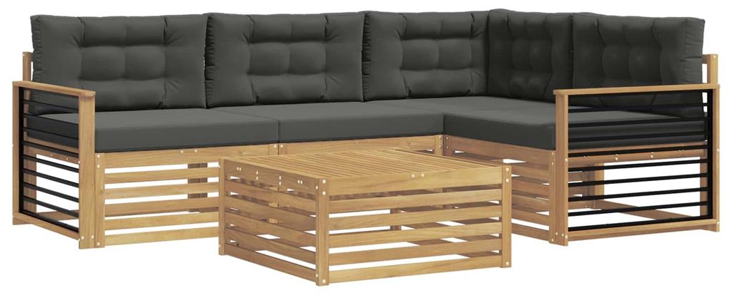 vidaXL Outdoor-Sofagarnitur 6 pcs Weiß und Anthrazit Polyester