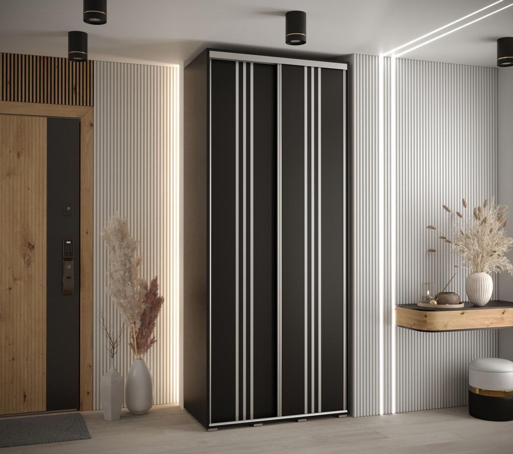 Kleiderschrank ASIRI 6 - 110/60 cm, schwarz/silber