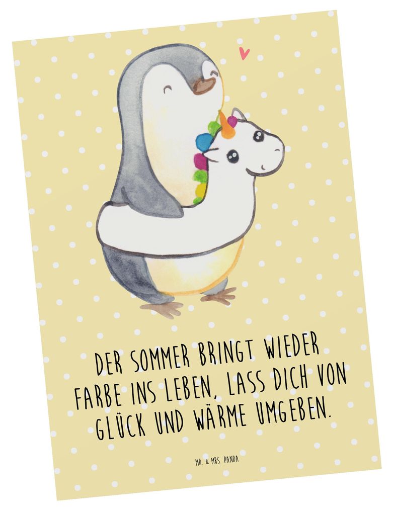 Mr. & Mrs. Panda Postkarte Sommerfarben - Gelb Pastell - Produktbild 