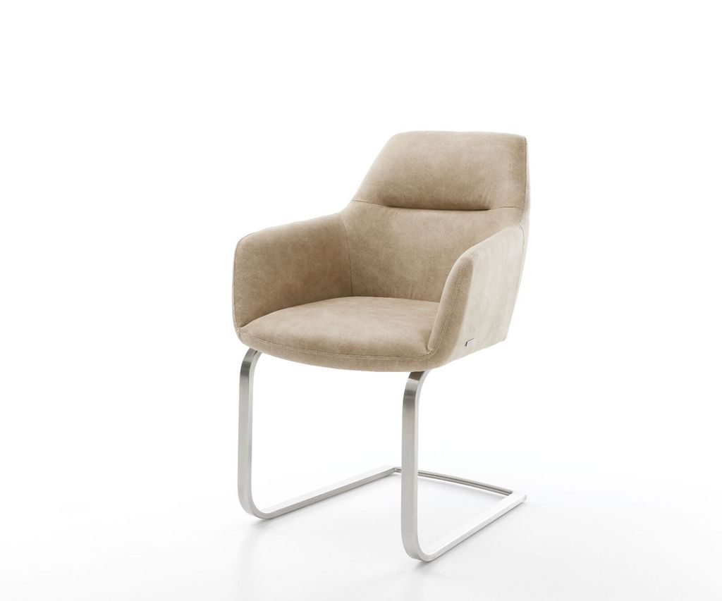 DELIFE Freischwinger Pejo-Flex Mikrofaser Beige Vintage Produktbild 