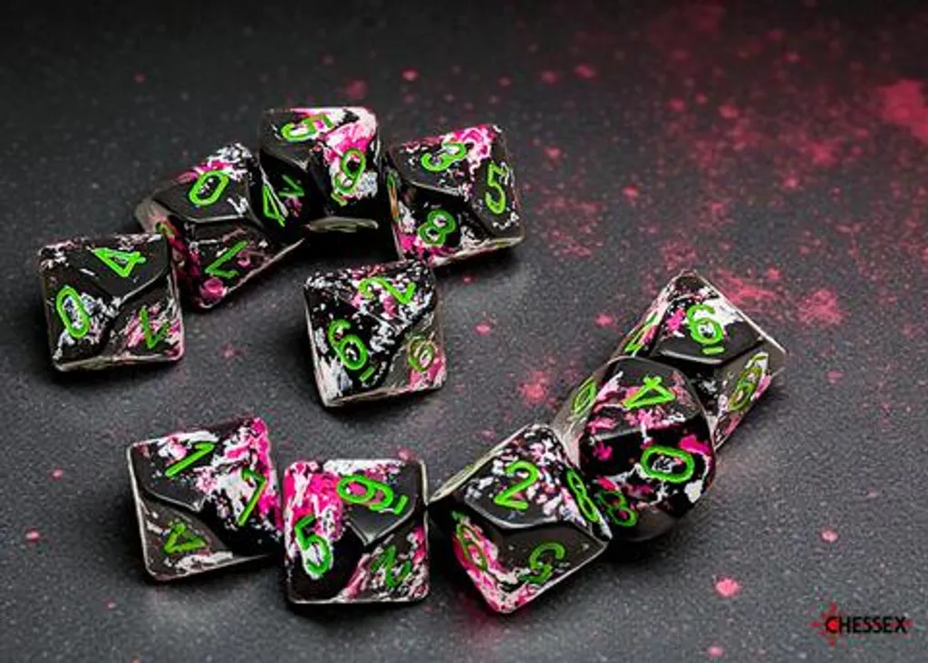 Set de 10 dés à 10 faces D10 Chessex verts Paintball pour rôlistes pro