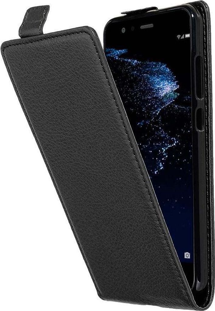 Cadorabo Schutzhülle für Huawei P10 LITE Hülle in Schwarz Flip Etui Handyhülle Case Cover Kunstleder