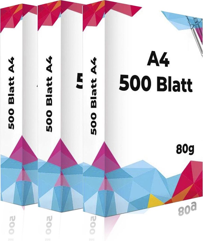 SPS Kopierpapier (1.500 Blatt, 80 g/m², DIN A4 Papier, weiß Druckerpapier) 3 Pack