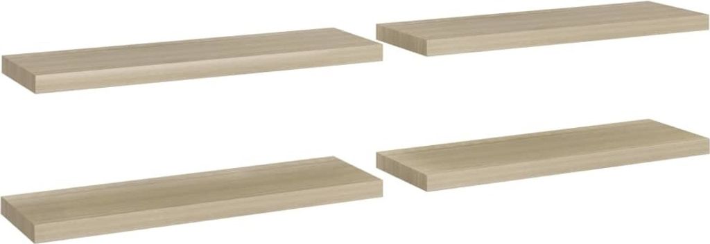 Schweberegale 4 Stk. Eiche-Optik 80x23,5x3,8 cm MDF