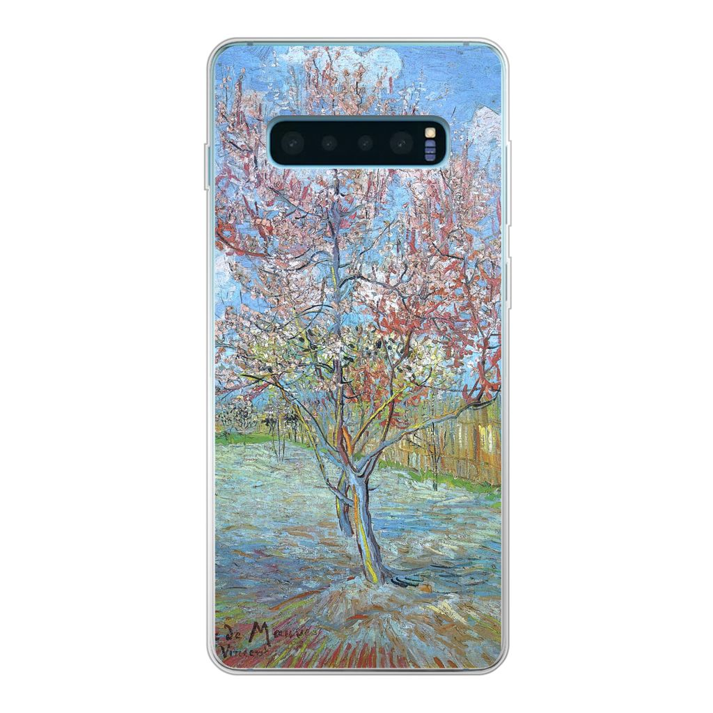 MuchoWow Handyhülle Schutzhülle Hülle für Samsung Galaxy S10 Plus Der rosa Pfirsichbaum - Vincent van Gogh Silikon Softcase Handy Hülle - Sc...