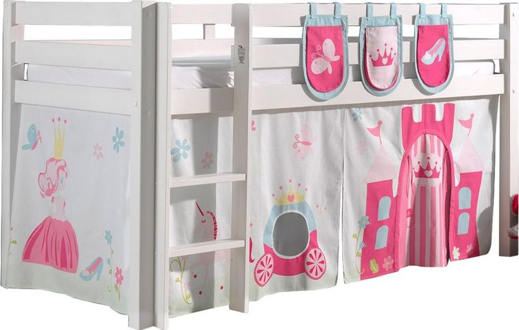 Spielbett Pino mit Textilset Kiefer Weiß