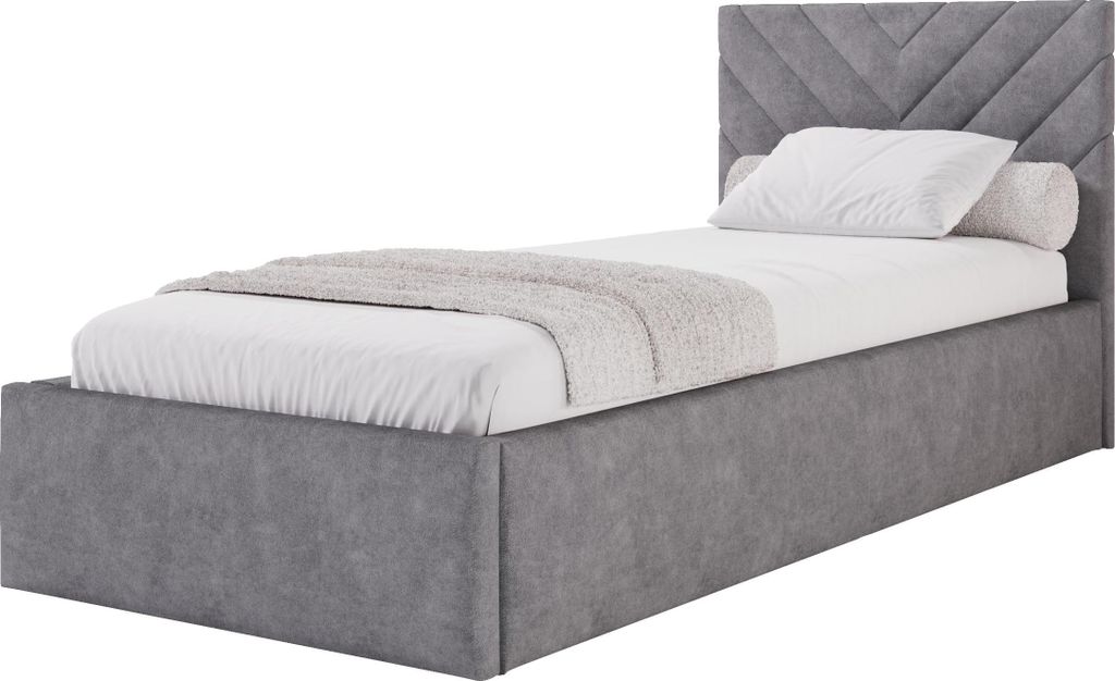 Moebelpaket Bett 120x200 cm , Bett Azurro SO1, Polsterbett mit Stauraum, Modern Einzelbett mit Einem Metallrahmen Dunkelgrau
