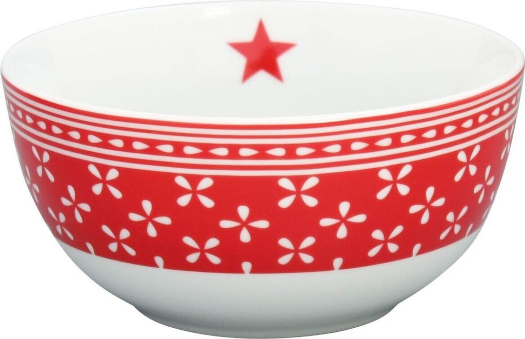 Krasilnikoff Schale Happy Bowl DAISY Rot Blumen weiß Müslischale Porzellan