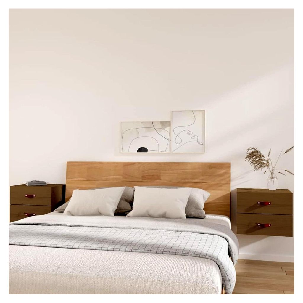 Wand-Nachttische 2 Stück Honigbraun 50x36x40 cm Nachttisch Wandmontage mit Schublade