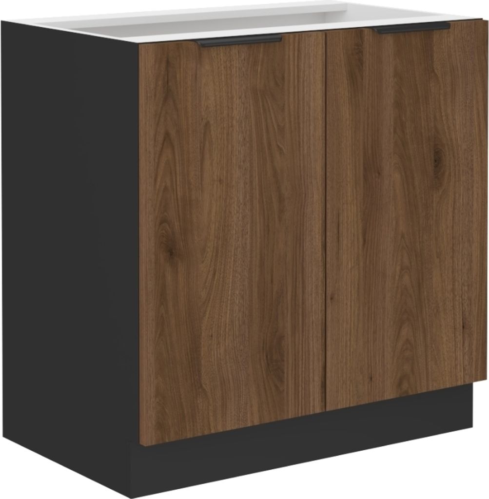 Kondela Unterer Küchenschrank Menzo 80 D 2F BB - Schwarz / Produktbild 