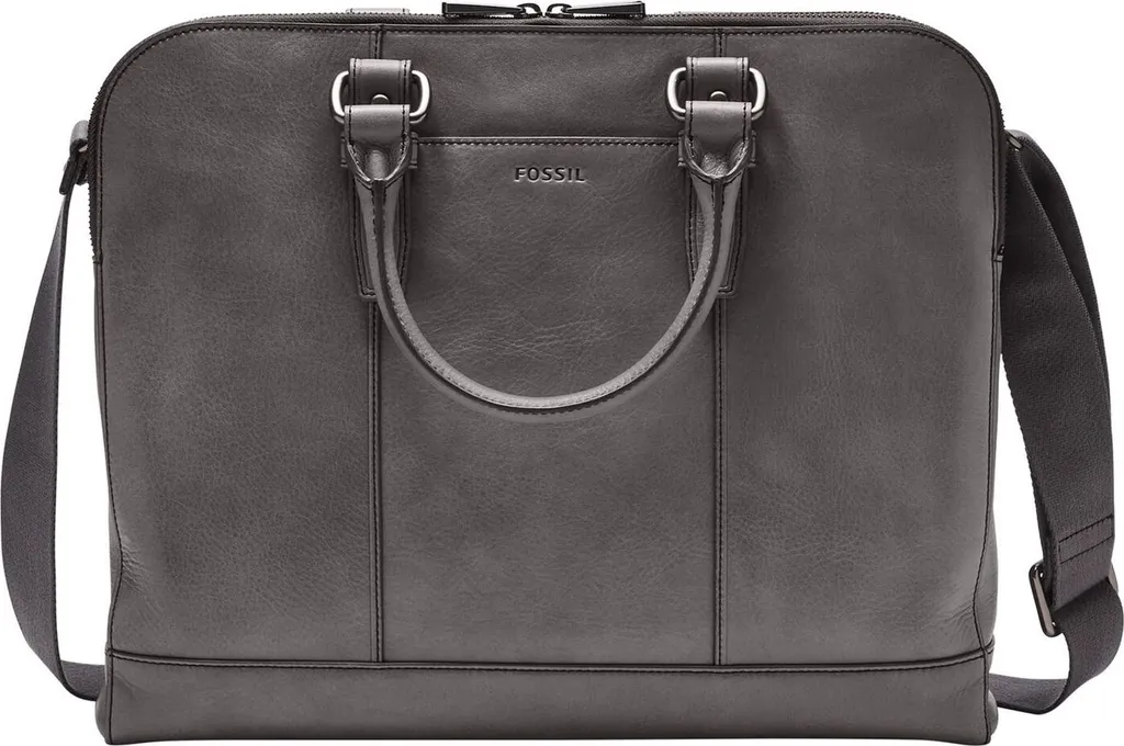 Sacoche Ordinateur 15 Pouces Fossil Dillon Pilot Bag Cuir Gris Anthracite