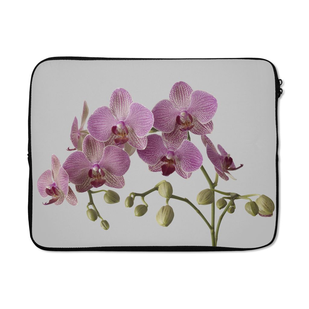 MuchoWow Laptop Hülle 17 Zoll Laptoptasche Orchideen auf grauem Hintergrund - Zipper - Schutzabdeckung