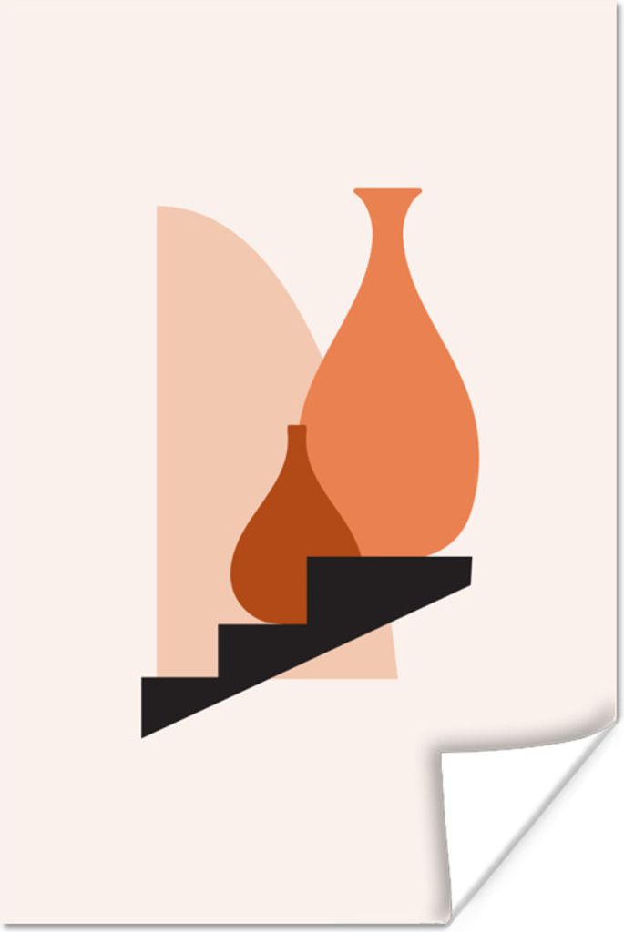 MuchoWow Poster Treppe - Vase - Pastell 60x90 cm - Wanddekoration