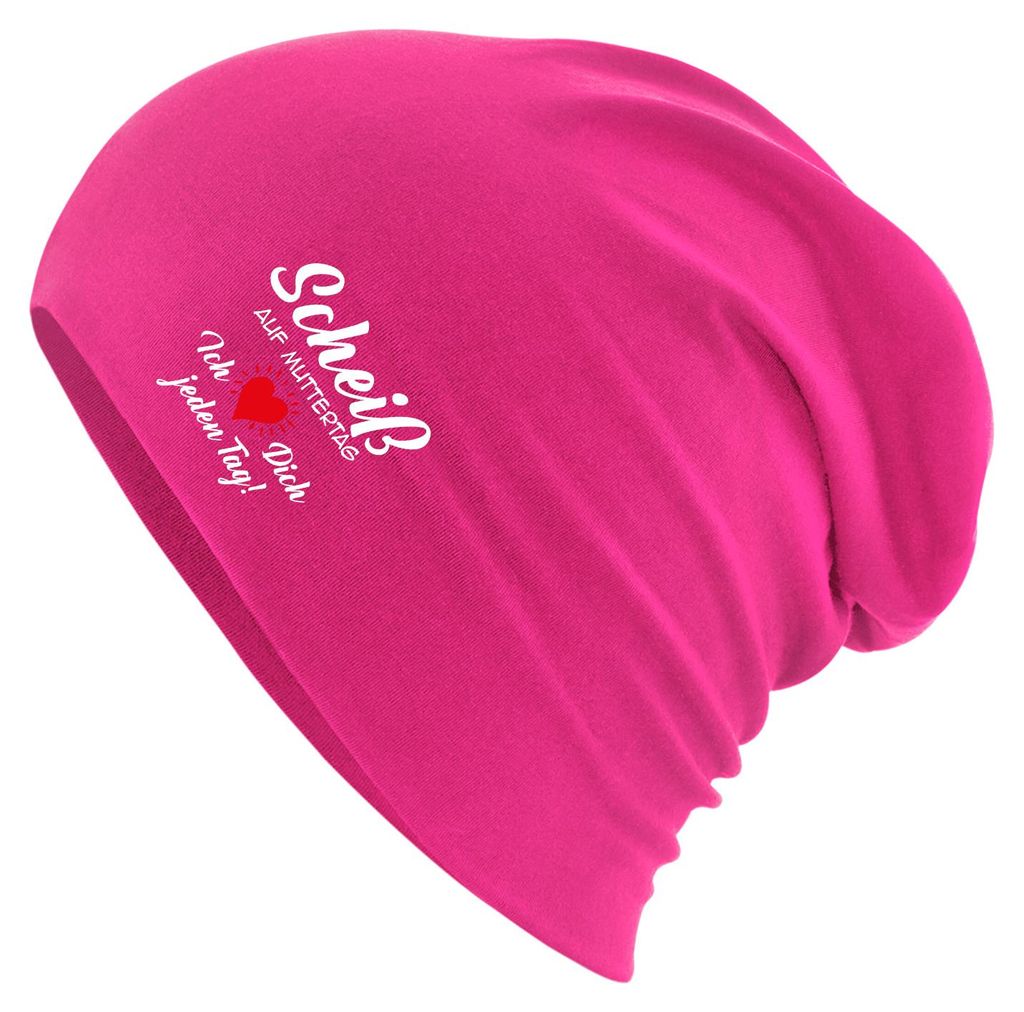 Huuraa Beanie Scheiß auf Muttertag liebe dich jeden Tag Fuchsia One Size Baumwolle und Elasthan Mütze Geschenkidee