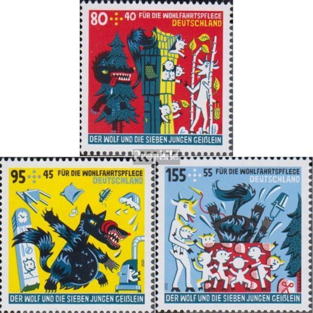 Briefmarken BRD (BR.Deutschland) 2020 Mi 3522-3524 (kompl.Ausg.) postfrisch Grimms Märchen