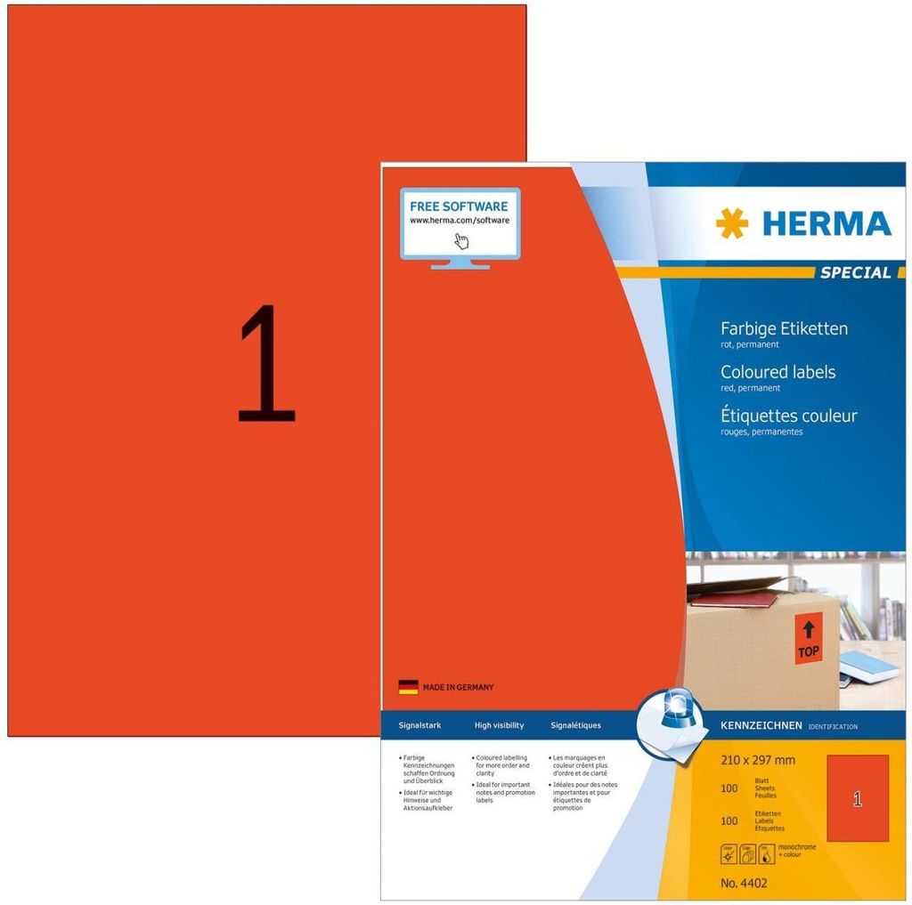 HERMA Universal Etiketten SPECIAL 210 x 297 mm rot 100 Etiketten