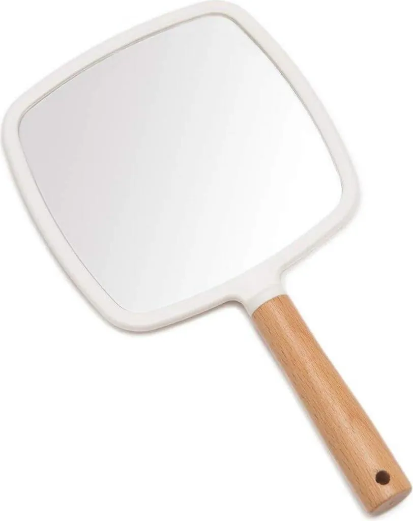 Miroir cosmétique de voyage en bois rectangulaire format ergonomique