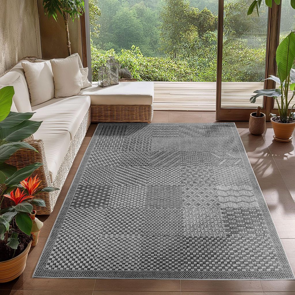 Carpetsale24 In- & Outdoor Teppich Wetterfest Robuster Flachgewebe UV-Beständig Sisal Optik Ideal für Küche Balkon Terrasse Grösse: 120x170 cm