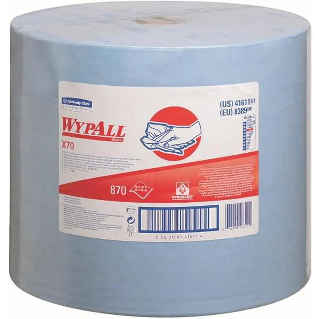 WypAll X70 Chiffons Nettoyage Bleus 31,5 x 34 cm Hydroknit - Paquet 50