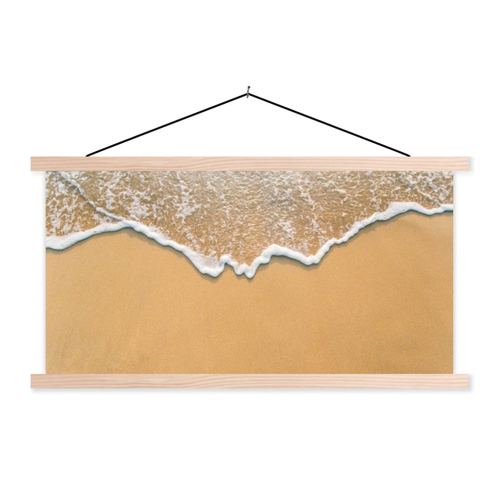 MuchoWow Textilposter Strand - Sommer - Meer 120x60 cm mit holzfarbenen Rahmen - Klemmleiste