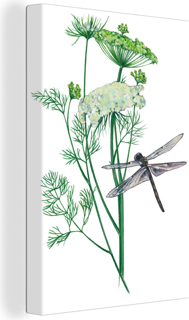 OneMillionCanvasses - Leinwandbilder - 90x140 cm, Eine Illustration einer Libelle auf einer Pflanze, Wandbilder Kunstdruck Wanddekoration - Foto ...