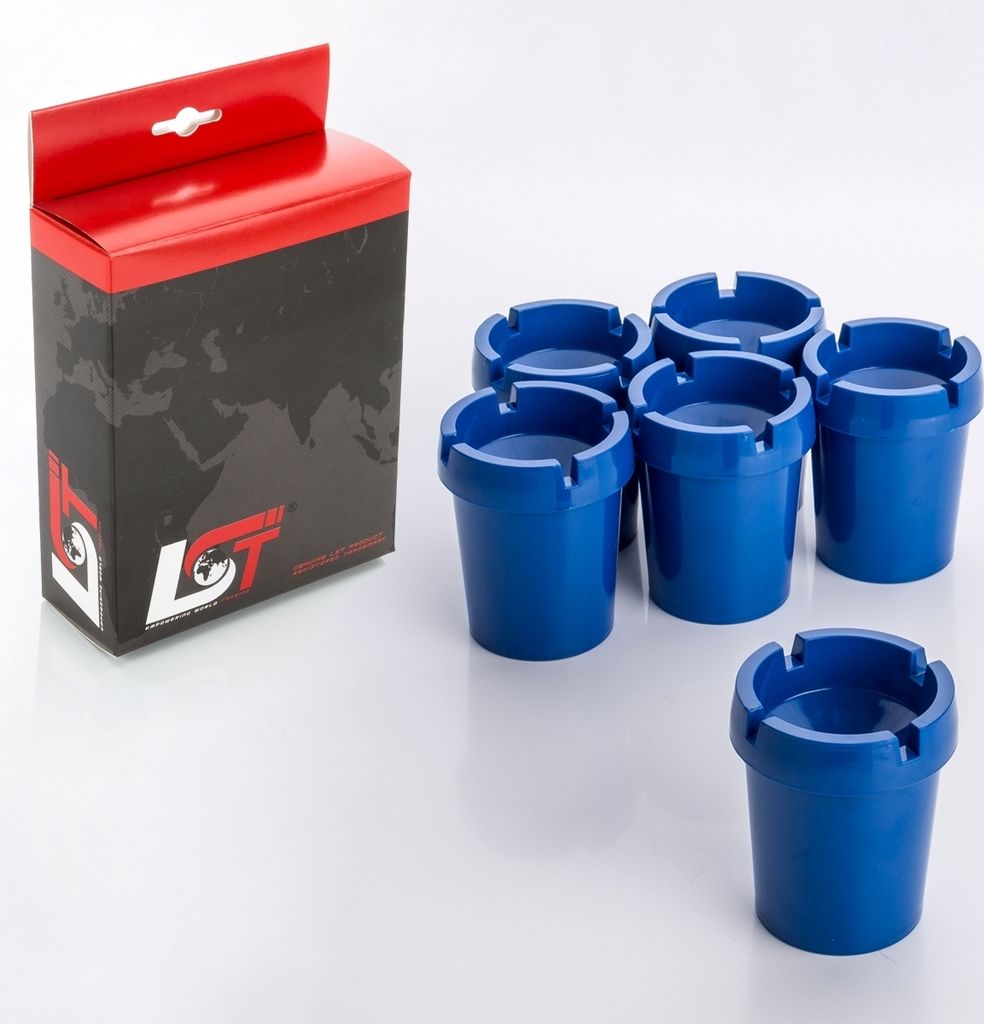 6x Aschenbecher Sturmaschenbecher rauchfrei Getränkehalter blau Kunststoff