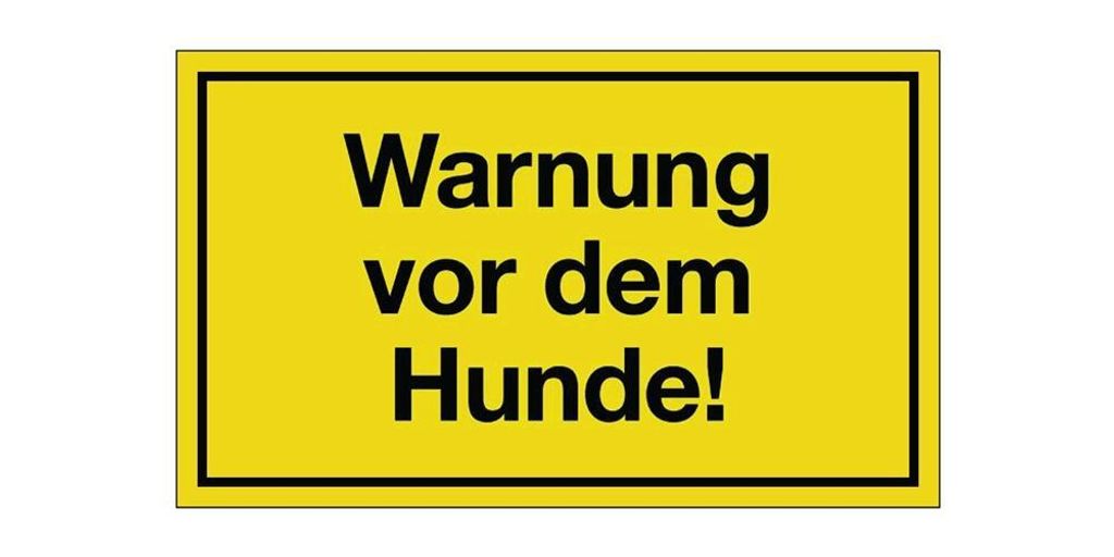 Hinweiszeichen Warnung vor dem Hunde L250xB150mm gelb schwarz Ku.