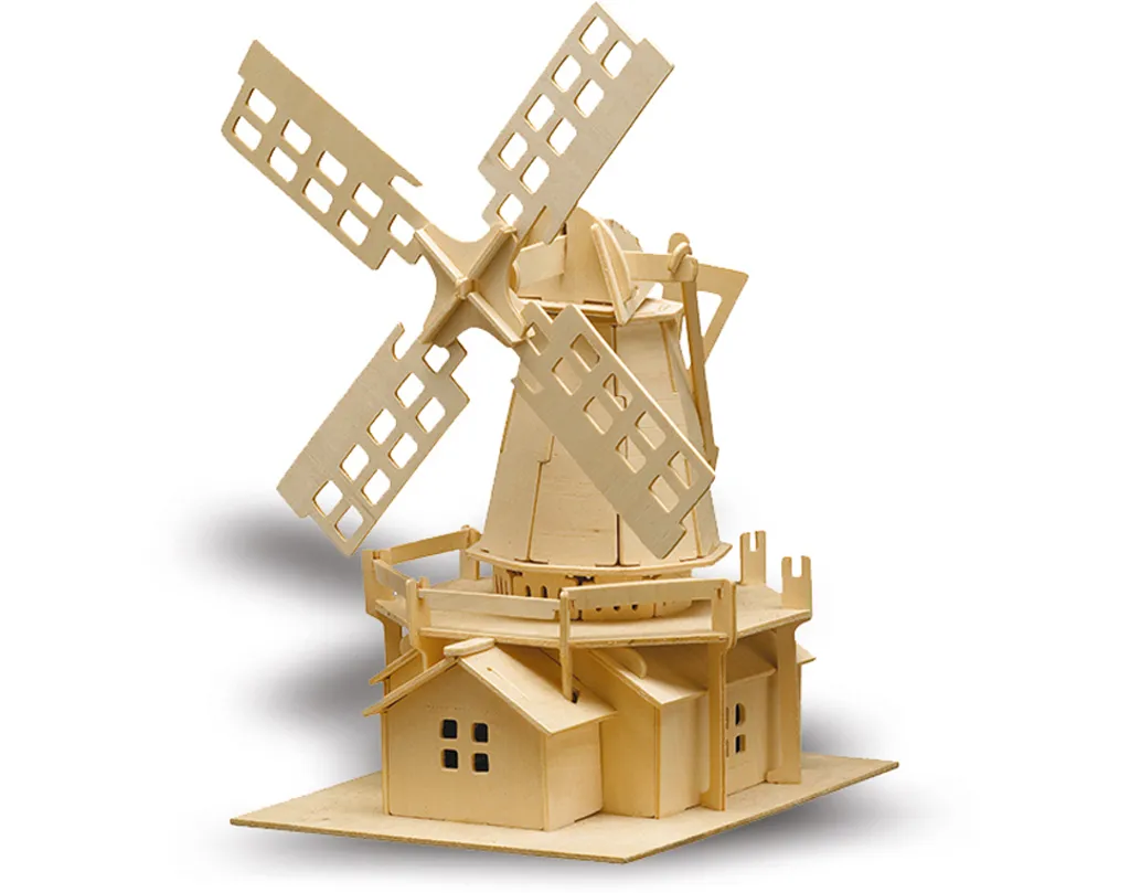 Puzzle 3D Mulino a Vento in Legno - 78 Parti Pretagliate per Hobby