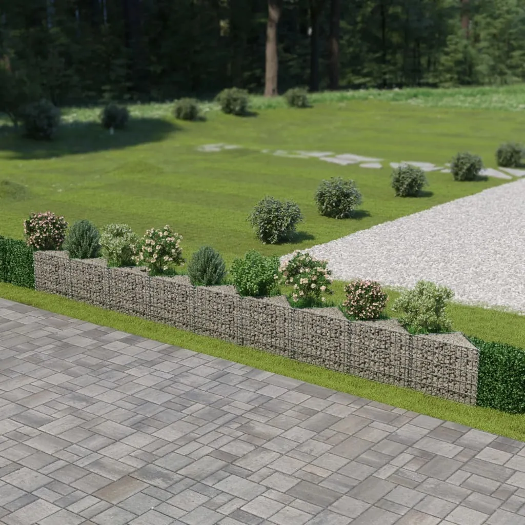 Clôture gabion décorative en métal galvanisé 630x30x50 cm pour jardin