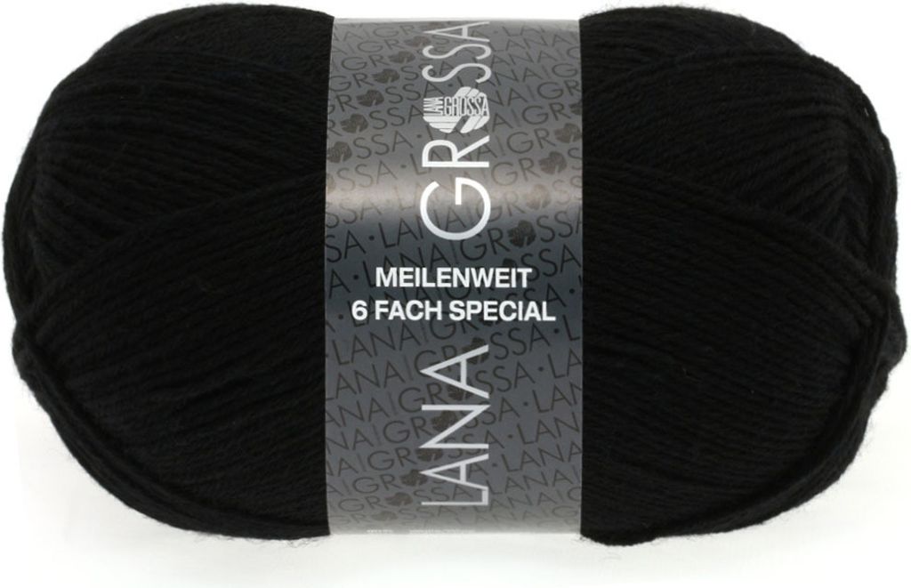 A ball of black yarn with a label.