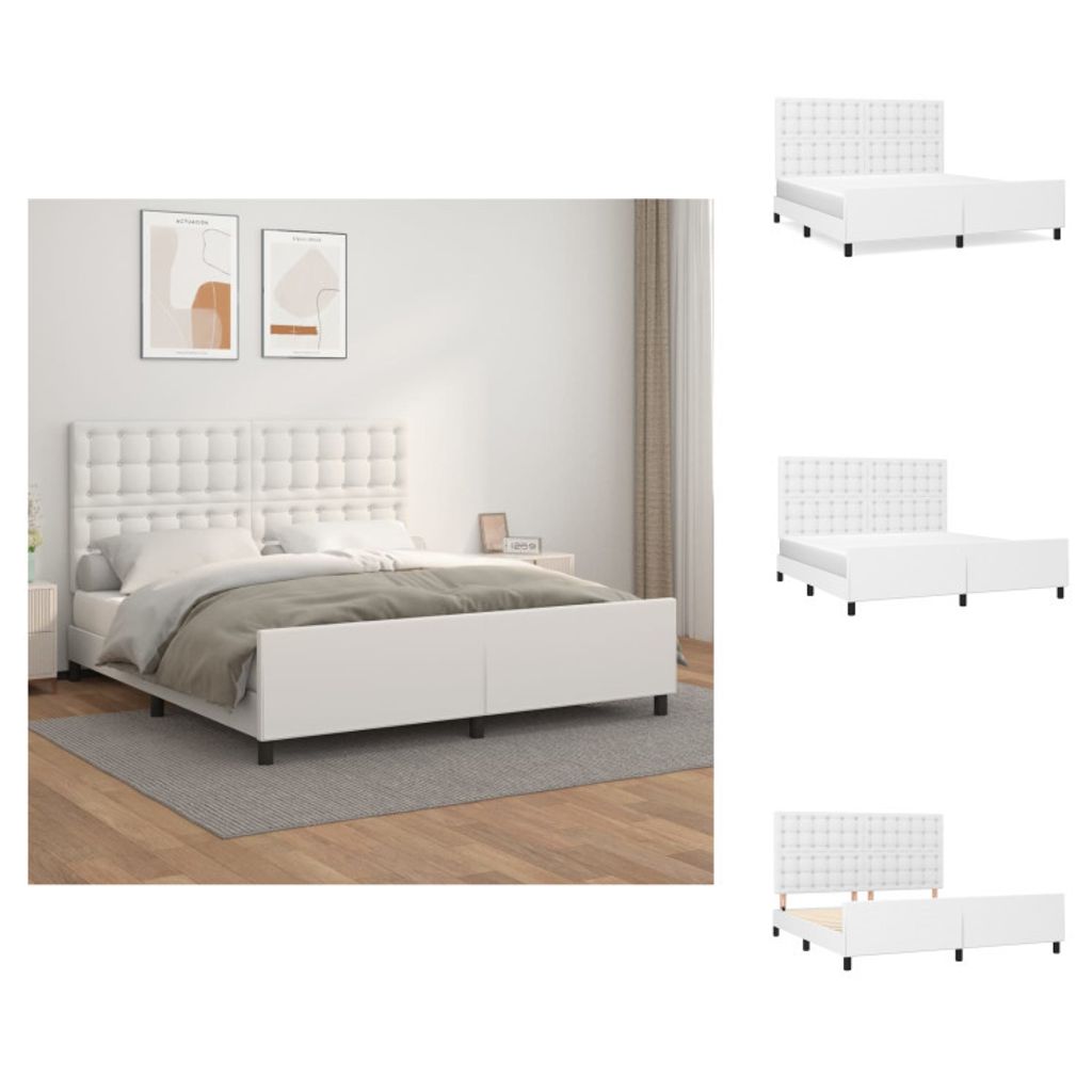 vidaXL Bettgestell mit Kopfteil Weiß 180x200 cm Kunstleder - Betten & Bettgestelle