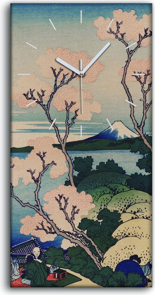 Wanduhr Bürouhr Leinwand Bild 30x60 Gemälde Asiatische Stadt Meer Bäume Himmel - weiße Hände