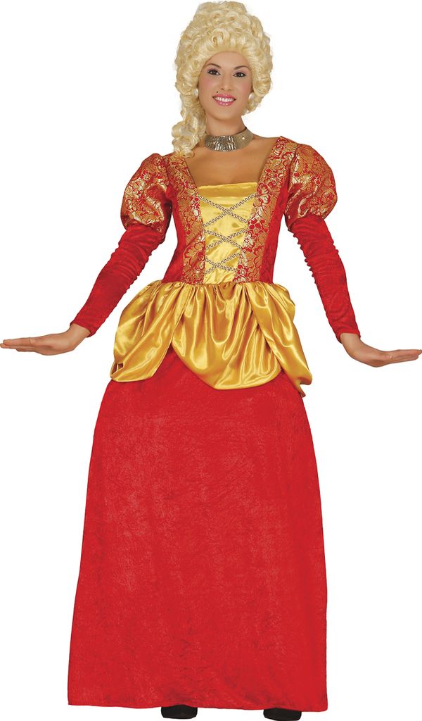 Marquisen Karnevalskostüm Rotes Kleid Goldene Details Damenmode Historisch Edelkostüm Fasching Karneval Erwachsene Klassisches Gewand Unterrock, ...