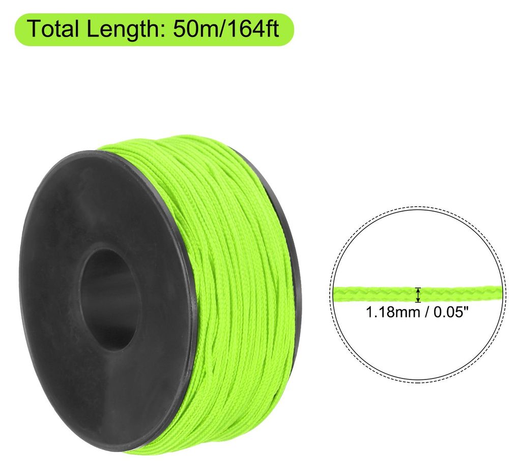 1,18 mm x 164 Fu? Paracord Micro Cord Seil 100 LB Polyester geflochtene Kordelspule fš¹r Camping Outdoor Schmuck Armband, Limettengrš¹n