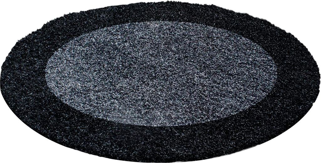 Carpetsale24 Hochflor Teppich Bordüre Design Modern Shaggy Teppich Wohnzimmer, Schlafzimmer Flauschig Weich, Grösse: 200 cm Rund