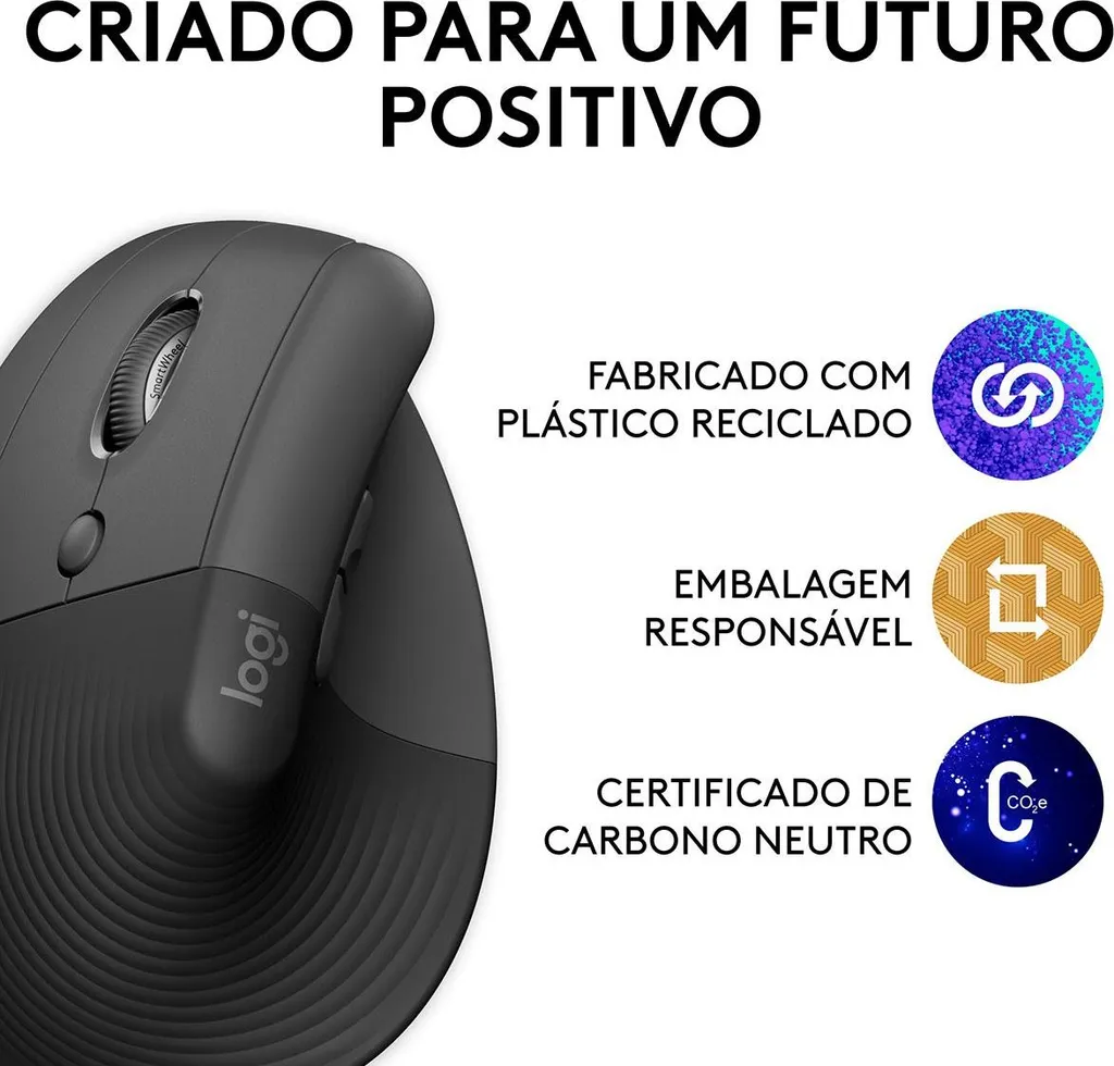 Logitech Lift Vertical Ergonomic Mouse - Souris verticale sans fil Graphite - 24