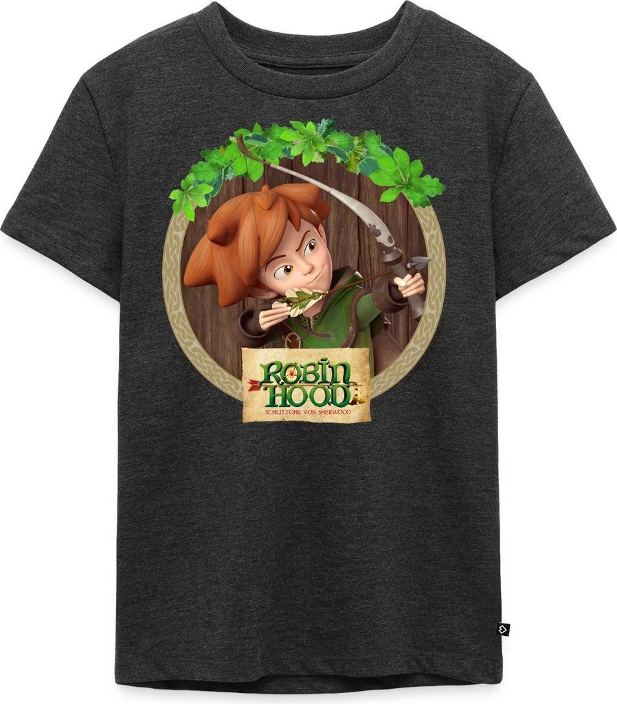 Spreadshirt Robin Hood Als Bogenschütze Kinder Premium T-Shirt, 98/104 (2 Jahre), Anthrazit meliert