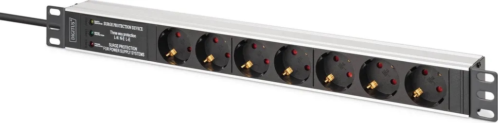 Digitus DN-95441 Multiprise 19 pouces 7 prises Alu 1U 2m Noir