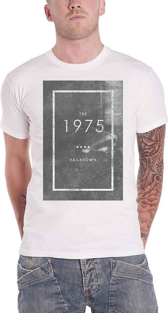 The 1975 - "Facedown" T-Shirt für Herren/Damen Uni RO9919 (M) (Weiß/Schwarz)