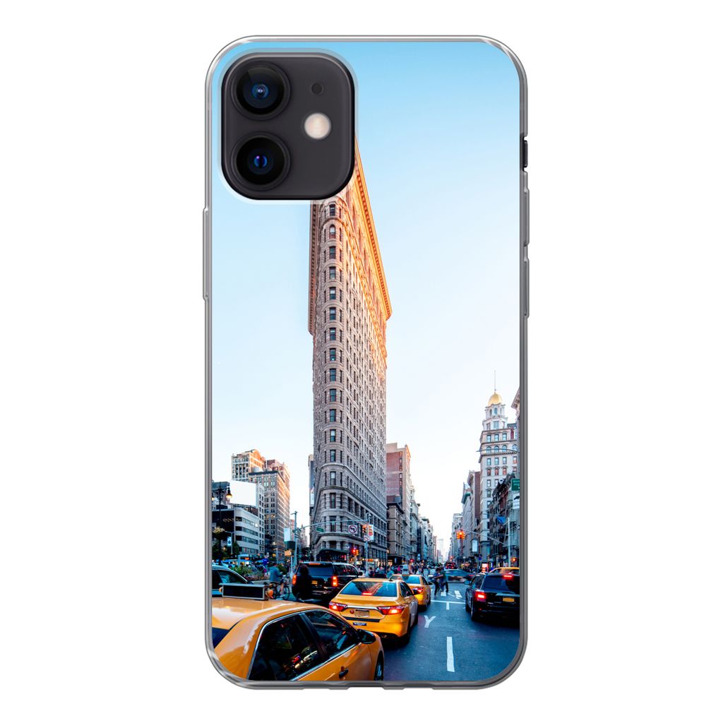MuchoWow Handyhülle Schutzhülle Hülle für iPhone 12 Starker Verkehr rund um das Flatiron Building Silikon Softcase Handy Hülle - Schutzhülle