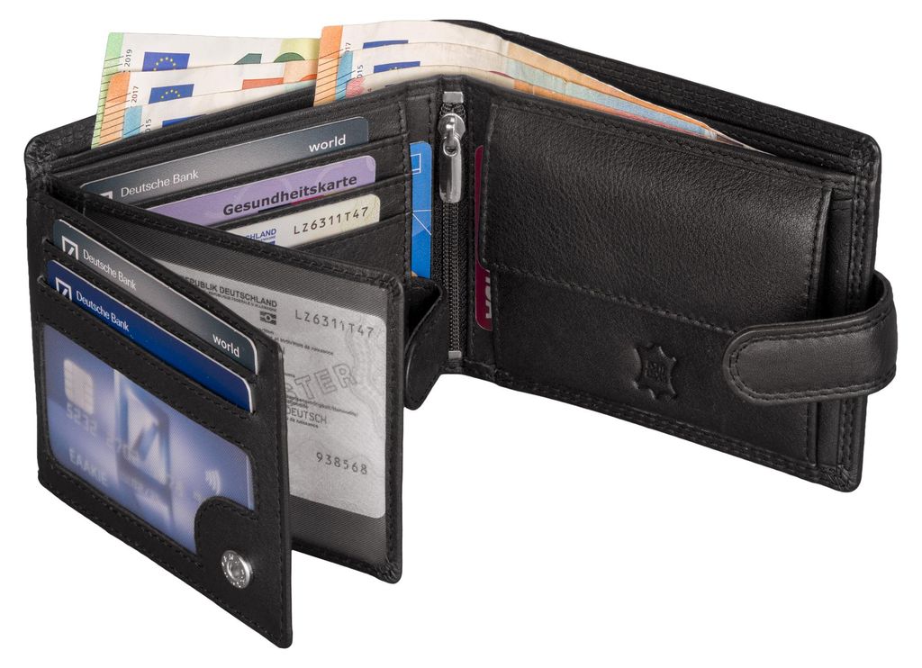 Leder Geldbörse Herren Portemonnaie RFID Querformat Produktbild 