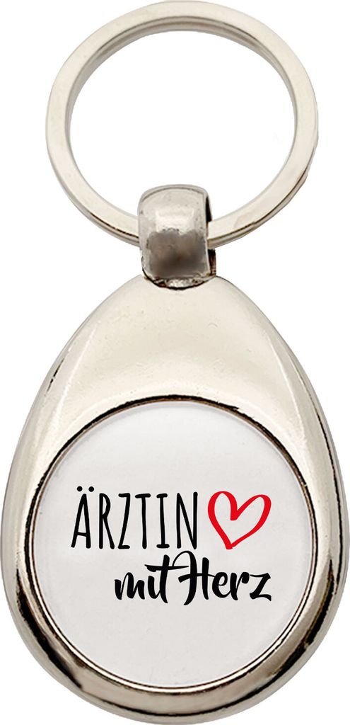Huuraa Schlüsselanhänger Ärztin mit Herz Metall Schlüsselring Einkaufswagenchip Geschenkidee