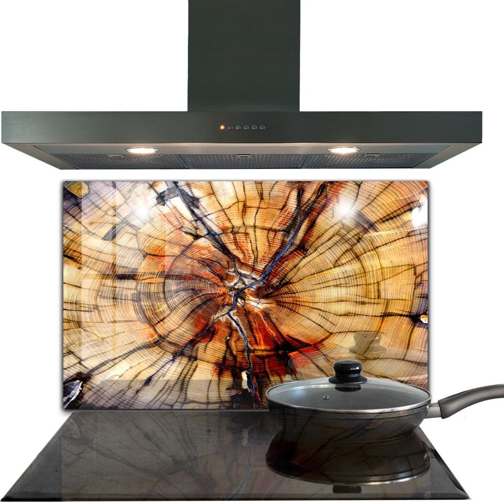 Spritzschutz aus Glas Küchenrückwand - Wandschutz für Herd und Spüle - 100x70 cm - Maserung von Naturholz