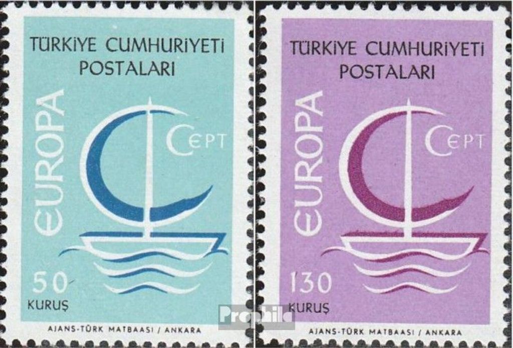 Briefmarken Türkei 1966 Mi 2018-2019 (kompl.Ausg.) Produktbild 