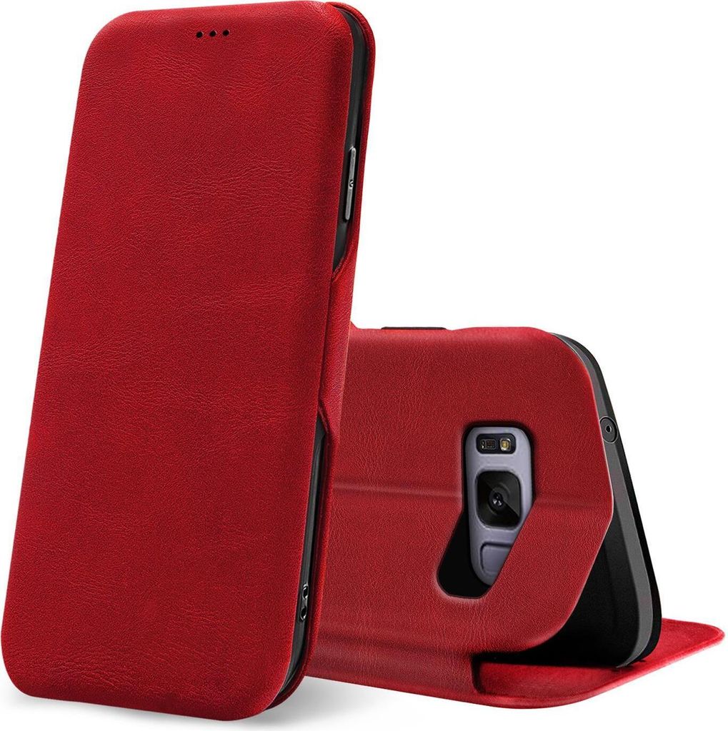 Conie Retro Klapp Tasche für Samsung Galaxy S8 Plus Kartenfach Hülle Rundumschutz in Rot