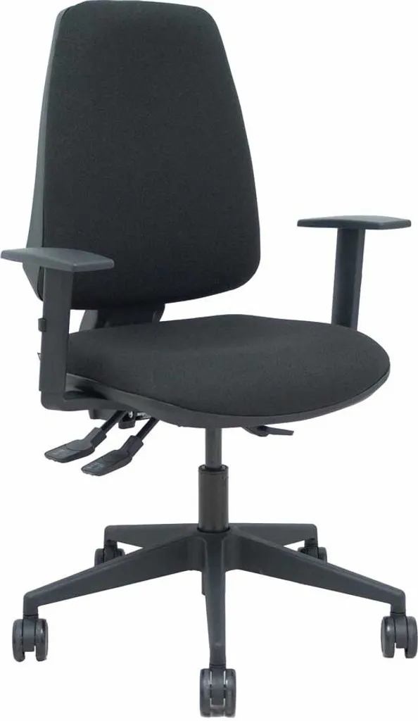 Siège de bureau asynchrone Elche avec accoudoirs 1D et roulettes 65mm