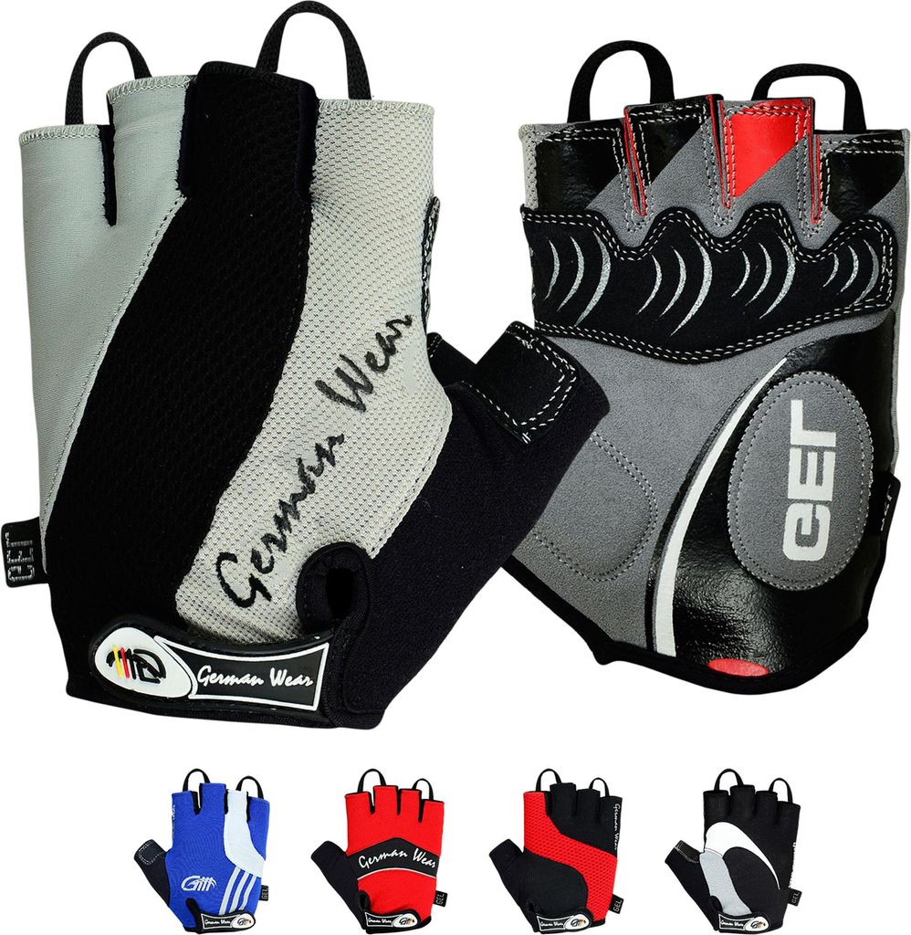 Fahrrad Radleder Handschuhe Fahrradhandschuhe , Größe:L, Design-2:ME-7002 Grau